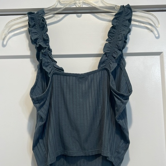 Wild Fable Women's Ruffled Strap Top - Dark blue gray size small. - Picture 4 of 5